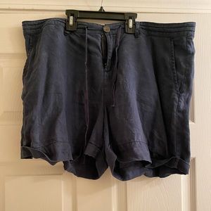 Navy blue linen shorts